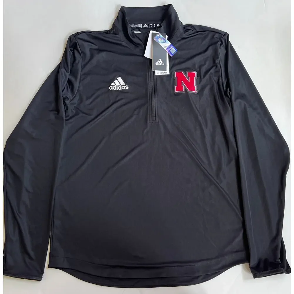 Adidas Mens University of Nebraska Cornhuskers 1/4 Zip Knit Pullover GE2454 Sz S